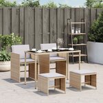 vidaXL Ensemble à manger de jardin coussins 5 Pièces mélange beige rotin