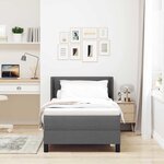 vidaXL Lit à ressorts avec tête de lit Gris foncé 190 x 90 cm tissu