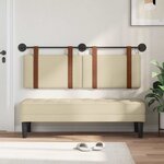 vidaXL Tête de lit suspendue Avec lumière LED Crème PU antique