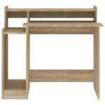 Bureau table poste de travail meuble d'ordinateur informatique étude avec lumières LED chêne 97 x 45 x 90 cm bois d'ingénierie brun 02_0023412