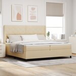 vidaXL Lit Box Spring avec matelas et LED Crème 200x200 cm en tissu.