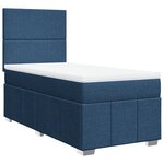 vidaXL Sommier à lattes de lit avec matelas Bleu 90x200 cm Tissu