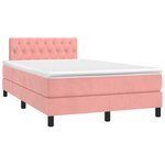 vidaXL Sommier à lattes de lit et matelas LED rose 120x190 cm velours