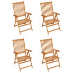 vidaXL Chaises de jardin lot de 4 avec coussins crème Bois teck solide