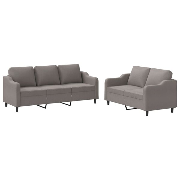 vidaXL Ensemble de canapés 2 Pièces avec coussins Taupe Tissu
