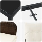 vidaXL Set de salle à manger de jardin de 9 pièces avec coussins marron en poly rattan