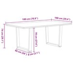 vidaXL Table à manger avec bord naturel 180x100x74cm bois massif chêne
