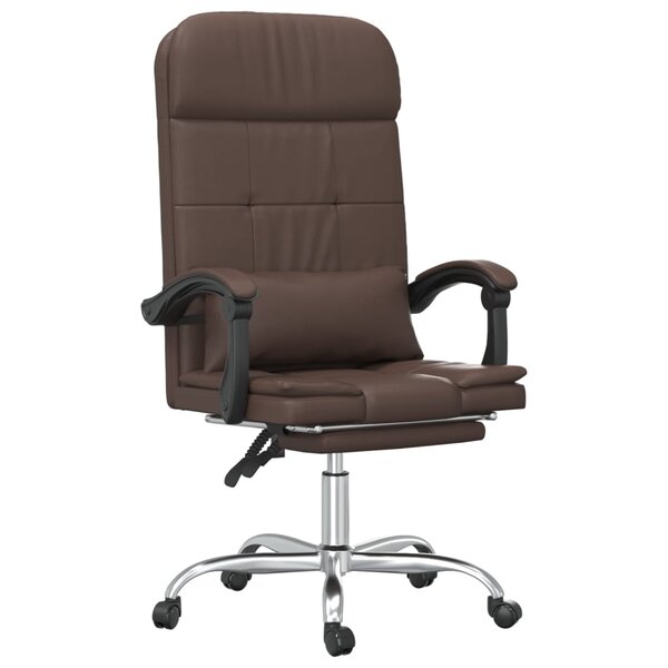 vidaXL Fauteuil de massage inclinable de bureau Marron Similicuir