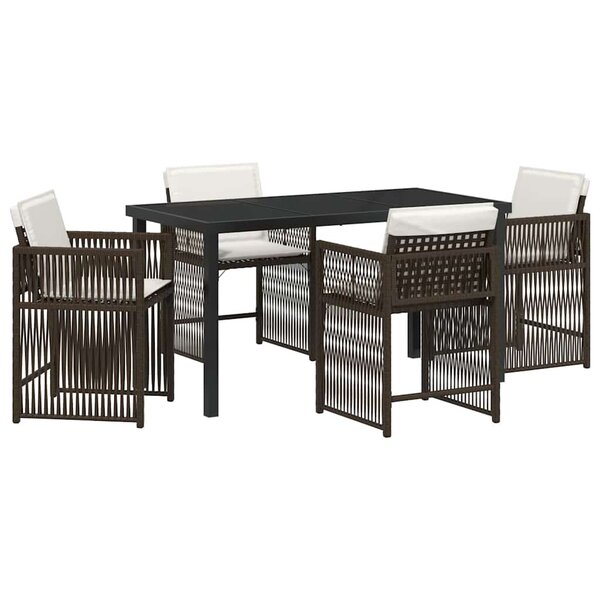 vidaXL Ensemble de salle à manger pour jardin 5 Pièces Marron polyrotin