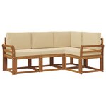 vidaXL Ensemble de canapés d'extérieur 4 pc Naturel et Beige