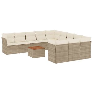 vidaXL Salon de jardin avec coussins 12 Pièces beige résine tressée