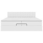 vidaXL Cadre de lit ottoman et matelas blanc pur 200x200cm similicuir