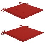 vidaXL Chaises de jardin et coussins rouge lot de 2 Bois teck massif