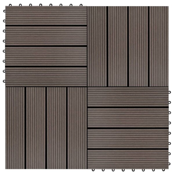 vidaXL Carreaux de terrasse 22 Pièces 30 x 30 cm 2 m² WPC Marron foncé