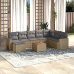 vidaXL Salon de jardin avec coussins 9Pièces mélange beige résine tressée