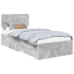 vidaXL Cadre de lit Gris béton 90 x 190 cm Bois d'ingénierie