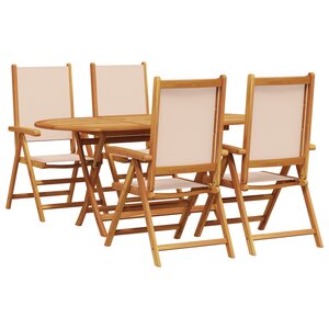 vidaXL Ensemble de salle à manger de jardin 5 pièces en bois d'acacia beige