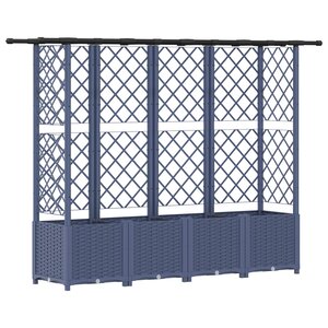 vidaXL Lit Élevé avec Treillis et Toit Gris 202 x 40 x 136 cm PP