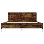 vidaXL Cadre de lit chêne fumé 150x200 cm bois d'ingénierie et métal