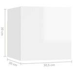 vidaXL Table de chevet Blanc brillant 30 5x30x30 cm Bois d'ingénierie
