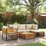 vidaXL Salon de jardin avec coussins 6 Pièces bois d'acacia solide
