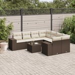 vidaXL Salon de jardin avec coussins 9 Pièces marron résine tressée