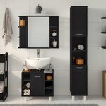 vidaXL Ensemble de mobilier de salle de bain avec étagère 3 Pièces Noir