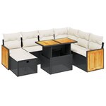 vidaXL Salon de jardin 8 Pièces avec coussins noir résine tressée