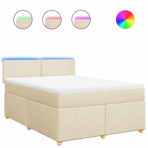 vidaXL Sommier à lattes de lit avec matelas Crème 140x200 cm Tissu