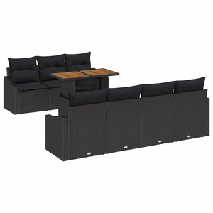 vidaXL Ensemble de salle à manger pour jardin 8 Pièces Noir et Marron