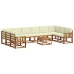vidaXL Ensemble de canapés d'extérieur 11 pc Naturel et Crème