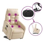 vidaXL Fauteuil inclinable de massage beige tissu microfibre