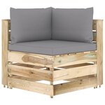 vidaXL Canapé d'angle sectionnel avec coussins Bois imprégné de vert