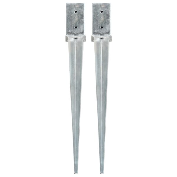 vidaXL Piquets au sol 2 Pièces Argenté 8x8x76 cm Acier galvanisé