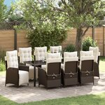 vidaXL Ensemble de salle à manger de jardin 9 pièces en rattan poly brun