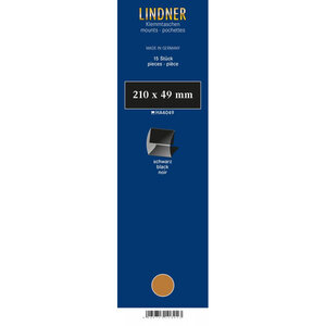 Bandes Klemmfix double soudure 210 x 49 mm pour timbres-poste. Fond - Noir