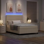 vidaXL Lit à ressorts avec matelas avec LED Crème 140 x 200 cm tissu