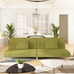 vidaXL Canapé-lit à 2 places avec deux oreillers Vert Tissu