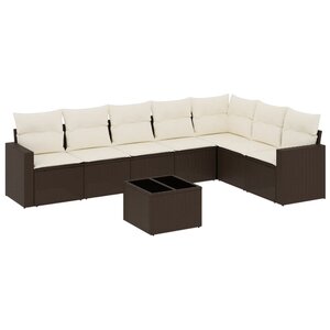 vidaXL Salon de jardin 8 Pièces avec coussins marron résine tressée