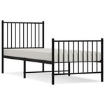 vidaXL Cadre de lit métal sans matelas avec pied de lit noir 75x190 cm