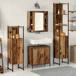 vidaXL Ensemble de mobilier de salle de bain avec étagère 4 Pièces Marron