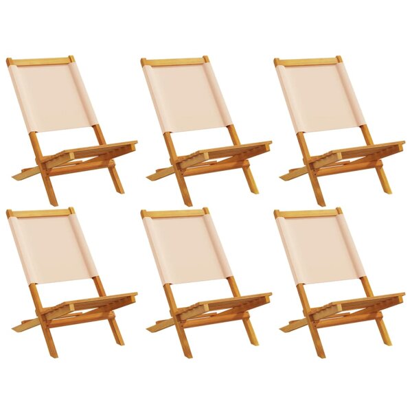 vidaXL Chaises de jardin pliantes lot de 6 beige tissu et bois massif