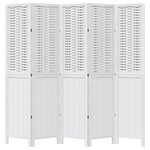 vidaXL Cloison de séparation 5 panneaux blanc bois de paulownia massif