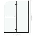 vidaXL Cabine de douche pliable 2 panneaux ESG 95x140 cm Noir