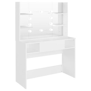 vidaXL Table de maquillage avec éclairage LED 100x40x135 cm MDF Blanc