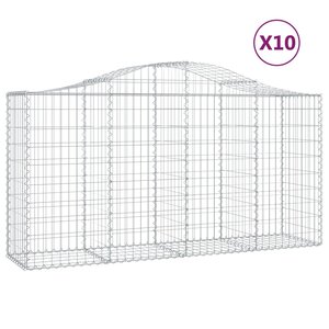 vidaXL Paniers à gabions arqués 10 Pièces 200x50x100/120 cm fer galvanisé