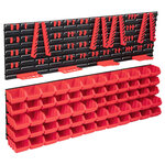 Vidaxl kit de bacs de stockage et panneaux muraux 136pcs rouge et noir