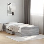 vidaXL Cadre de lit avec tiroirs sans matelas sonoma gris 75x190 cm