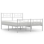 vidaXL Cadre de lit métal avec tête de lit/pied de lit blanc 120x190cm