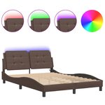 vidaXL Cadre de lit avec lumières LED marron 140x200 cm similicuir